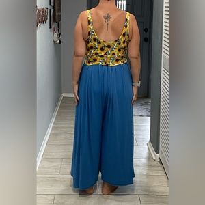 XL Mama on Tap Butterfly’s and Sunflowers Full Length Romper